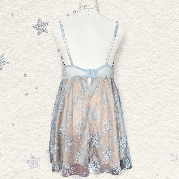 Delicates Light Blue Lace Babydoll Chemise M - Picture 3 of 8